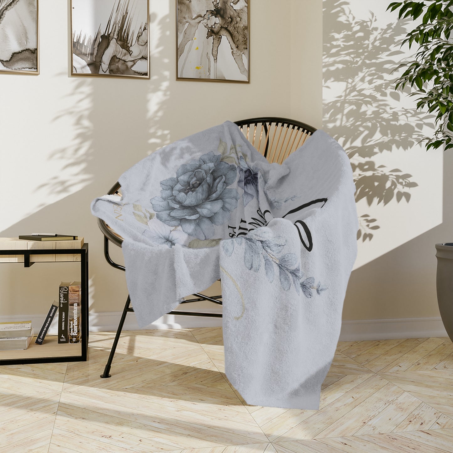 God Is Within Her” Blue Floral Blanket — Virtue Collection | Southern Belle & Sea™