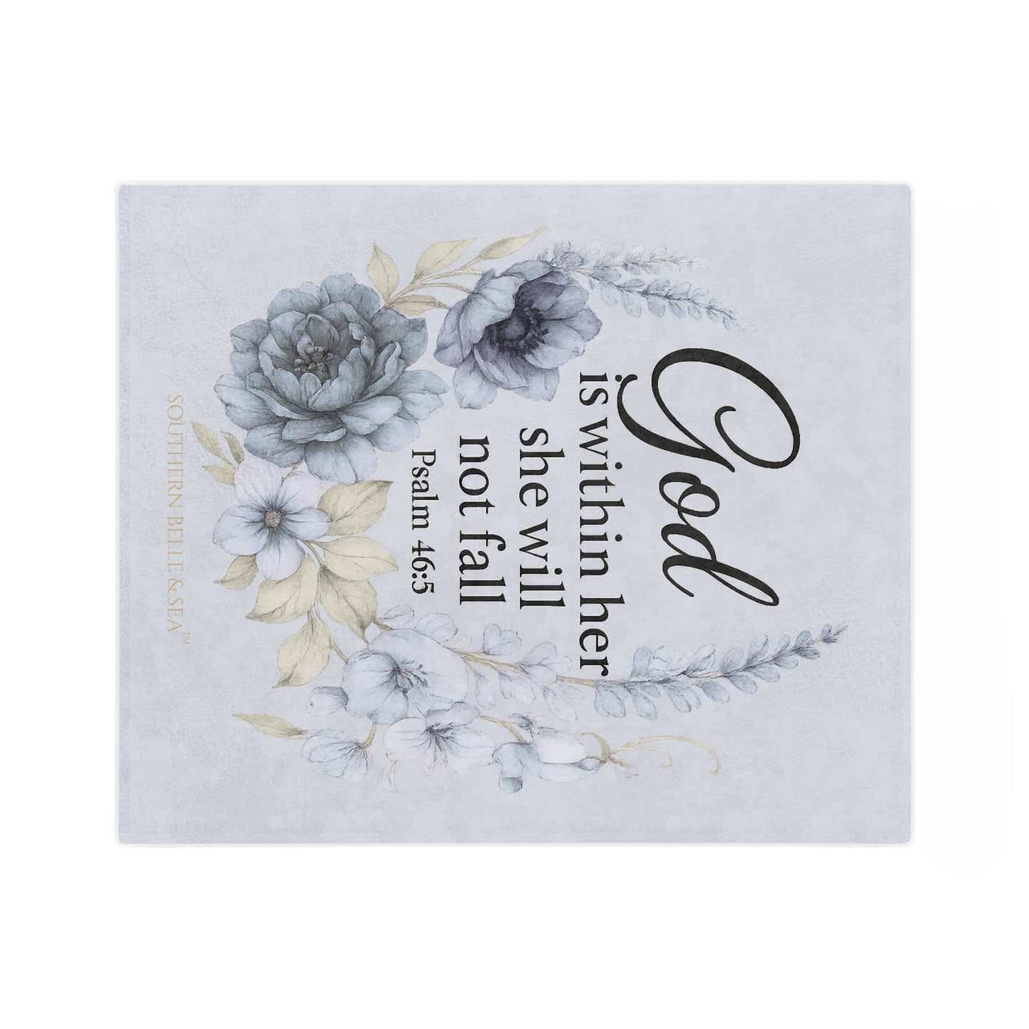 God Is Within Her” Blue Floral Blanket — Virtue Collection | Southern Belle & Sea™