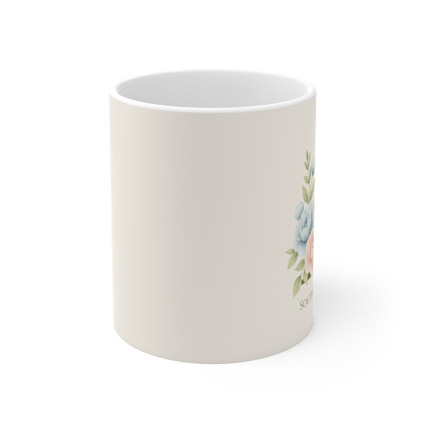 Personalized floral A initial mug white ceramic