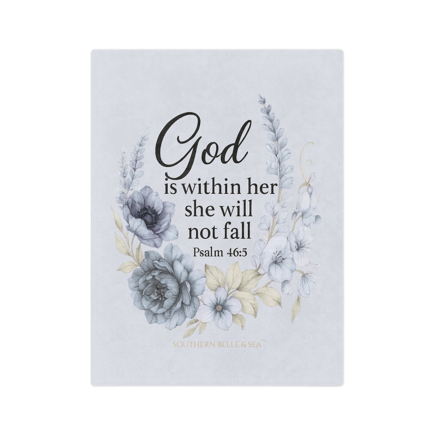 God Is Within Her” Blue Floral Blanket — Virtue Collection | Southern Belle & Sea™