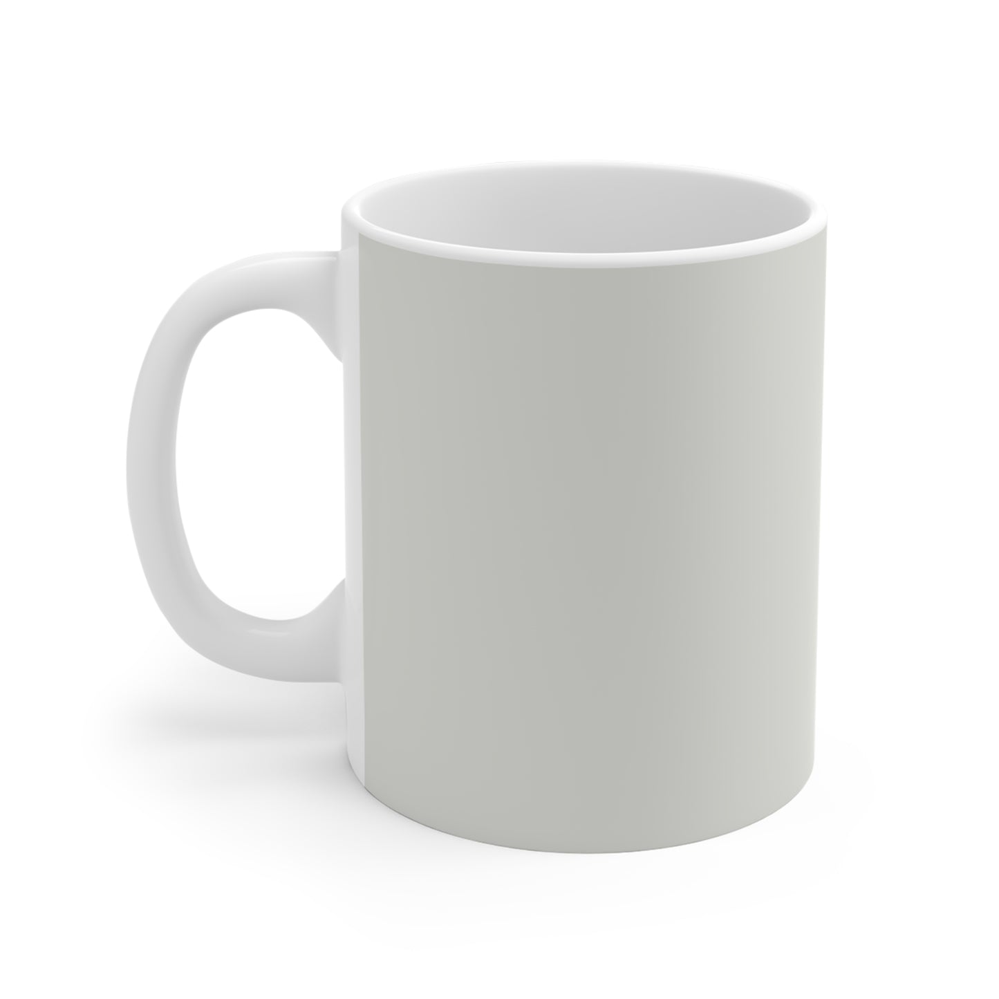 White ceramic mug on a white background