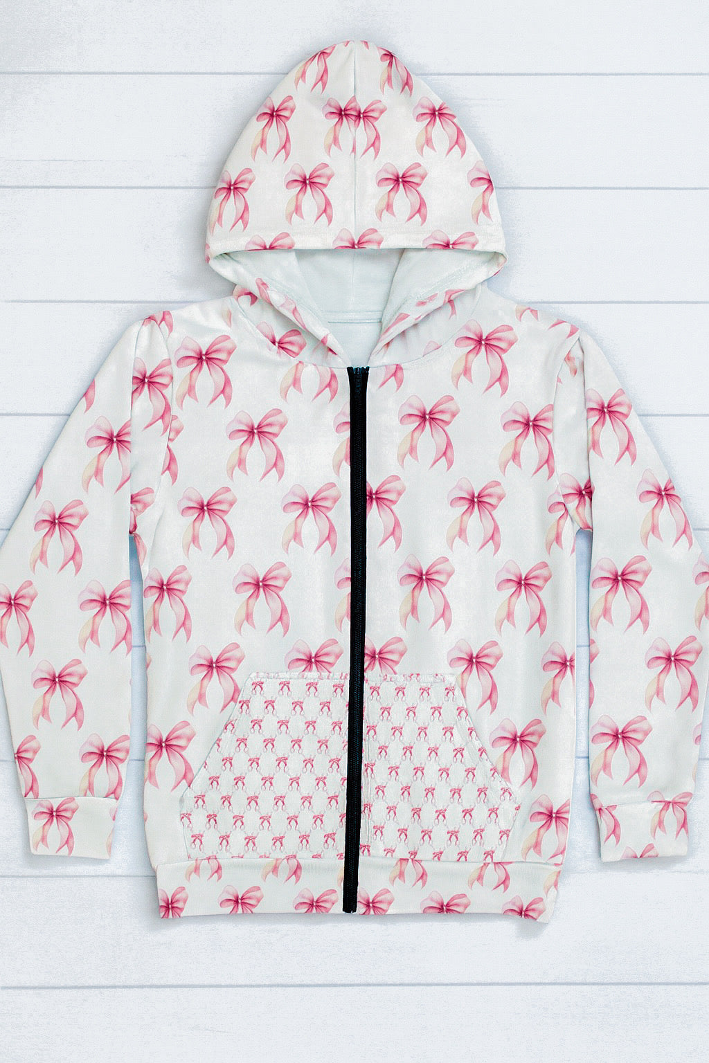 Pink Bow Zippered Hoodie (Full Zip) | Southern Belle & Sea™