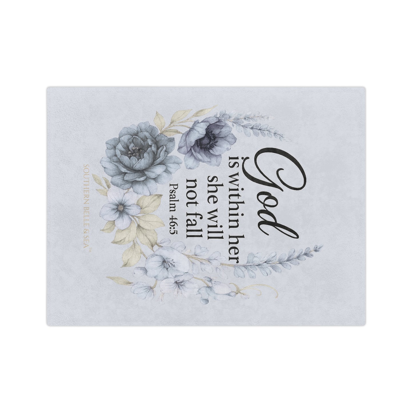 God Is Within Her” Blue Floral Blanket — Virtue Collection | Southern Belle & Sea™