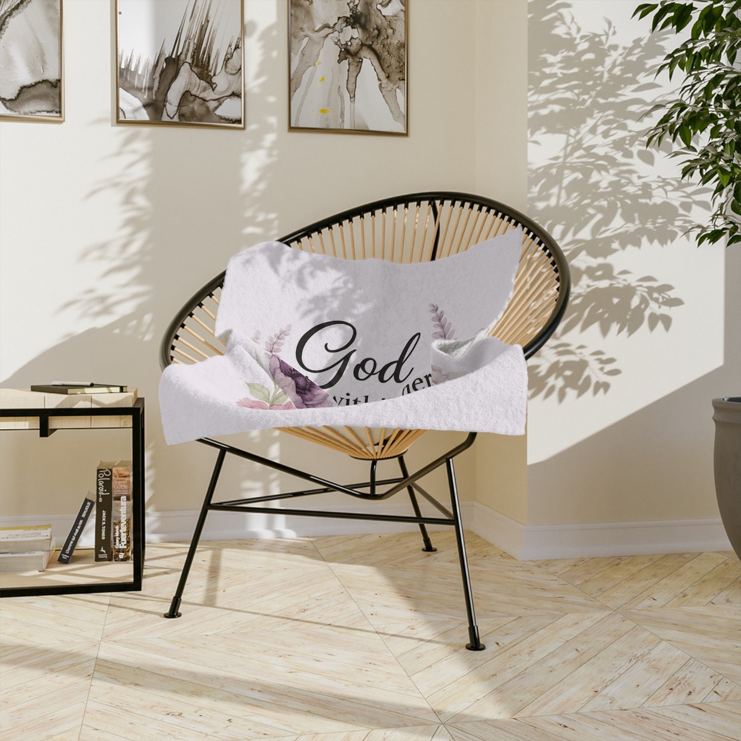 Christian scripture blanket pink floral design in 3 sizes 40x30, 60x50, 80x60”