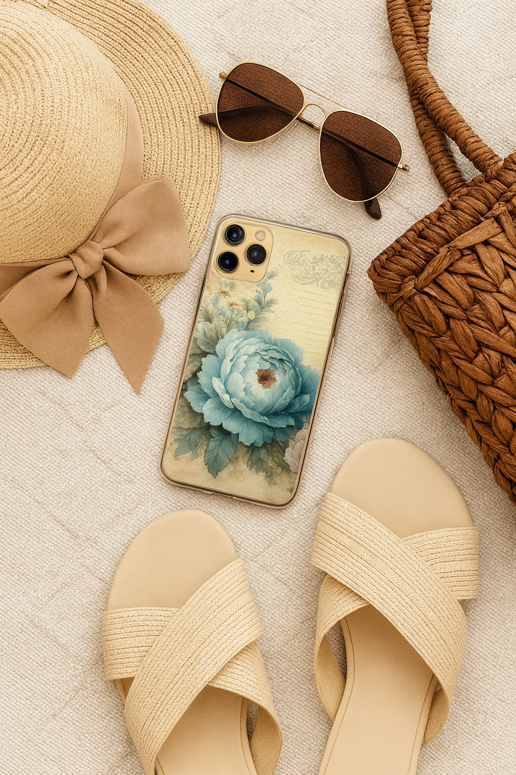 case laying flat to show full floral artwork, Southern Belle & Sea™