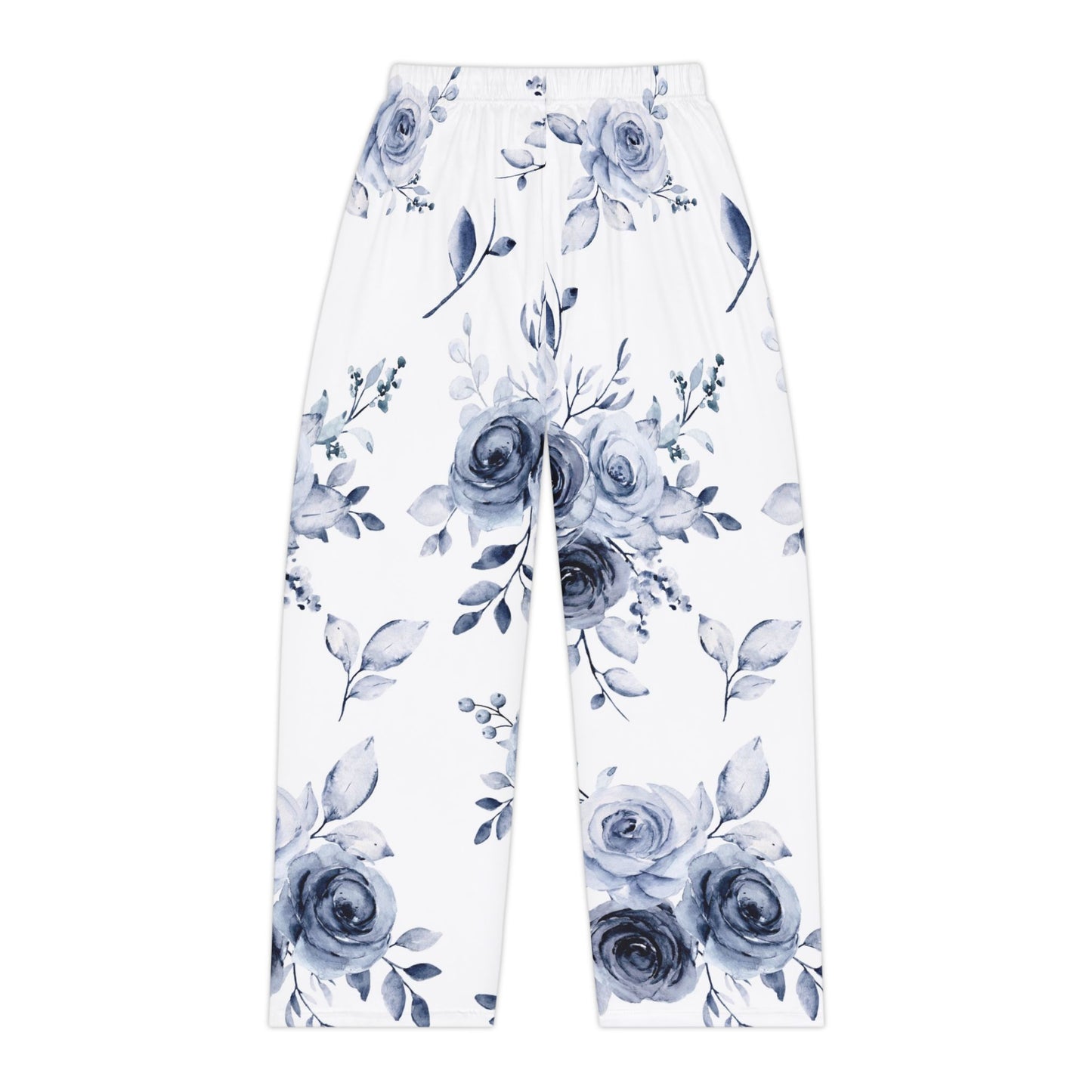 Blue Willow Rose women’s pajama pants flat product shot, floral print lounge wear by Southern Belle & Sea™