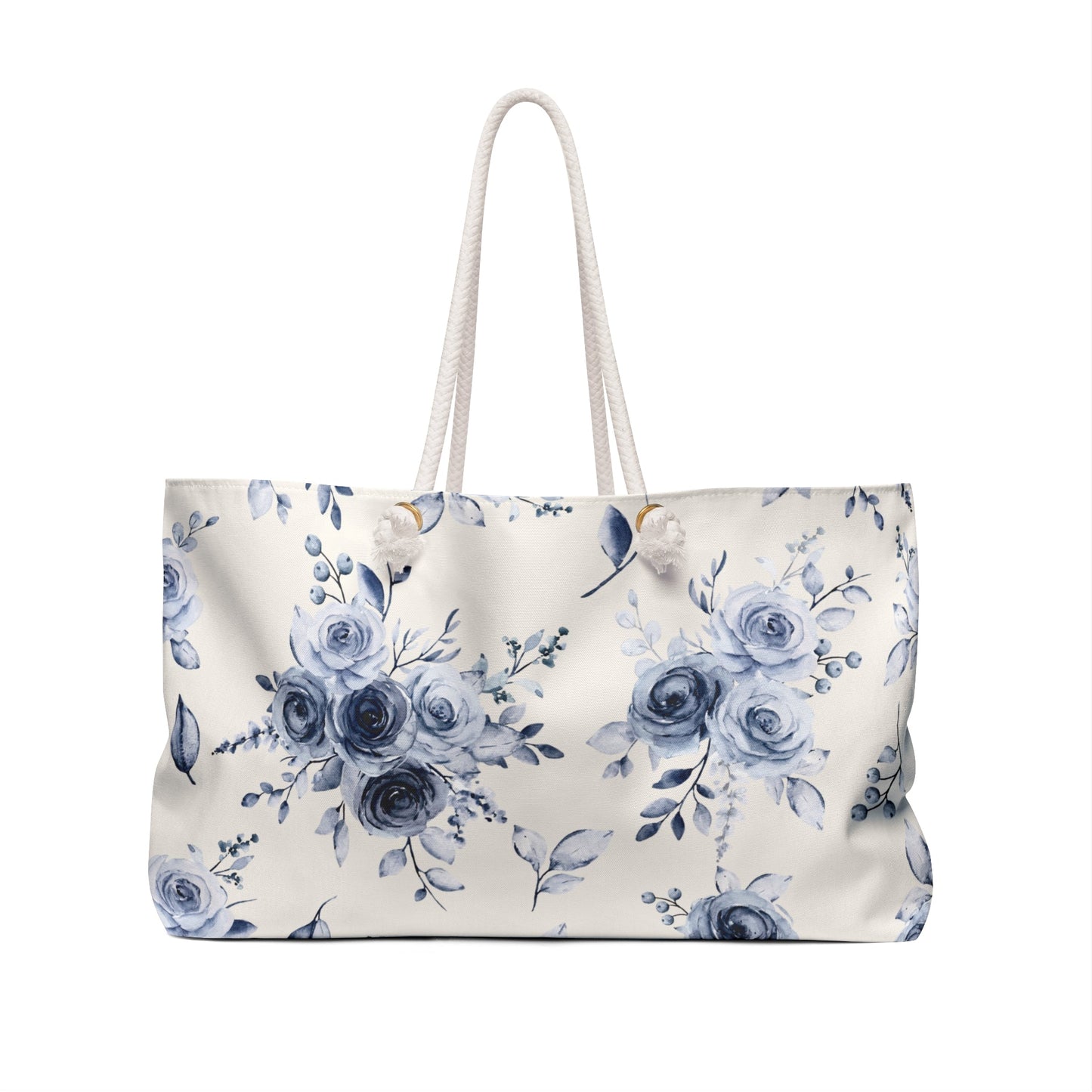 Blue Willow Rose Weekender Tote — Blue Willow Rose Collection | Southern Belle & Sea™ - Southern Belle & Sea