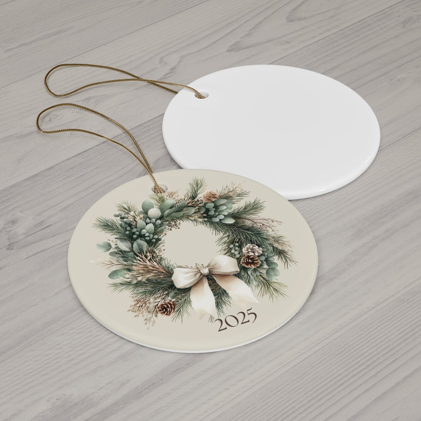 Family Name Christmas Wreath Ornament — Personalized Ceramic Keepsake 2025 | Southern Belle & Sea™ - Southern Belle & Sea