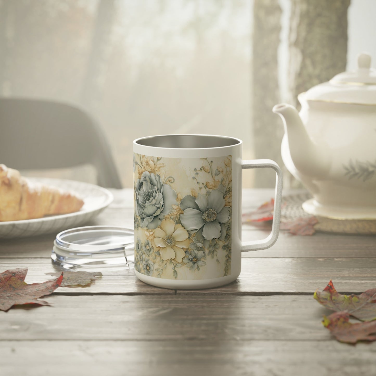Floral Serenity — Insulated Coffee Mug (10oz) | Southern Belle & Sea - Southern Belle & Sea