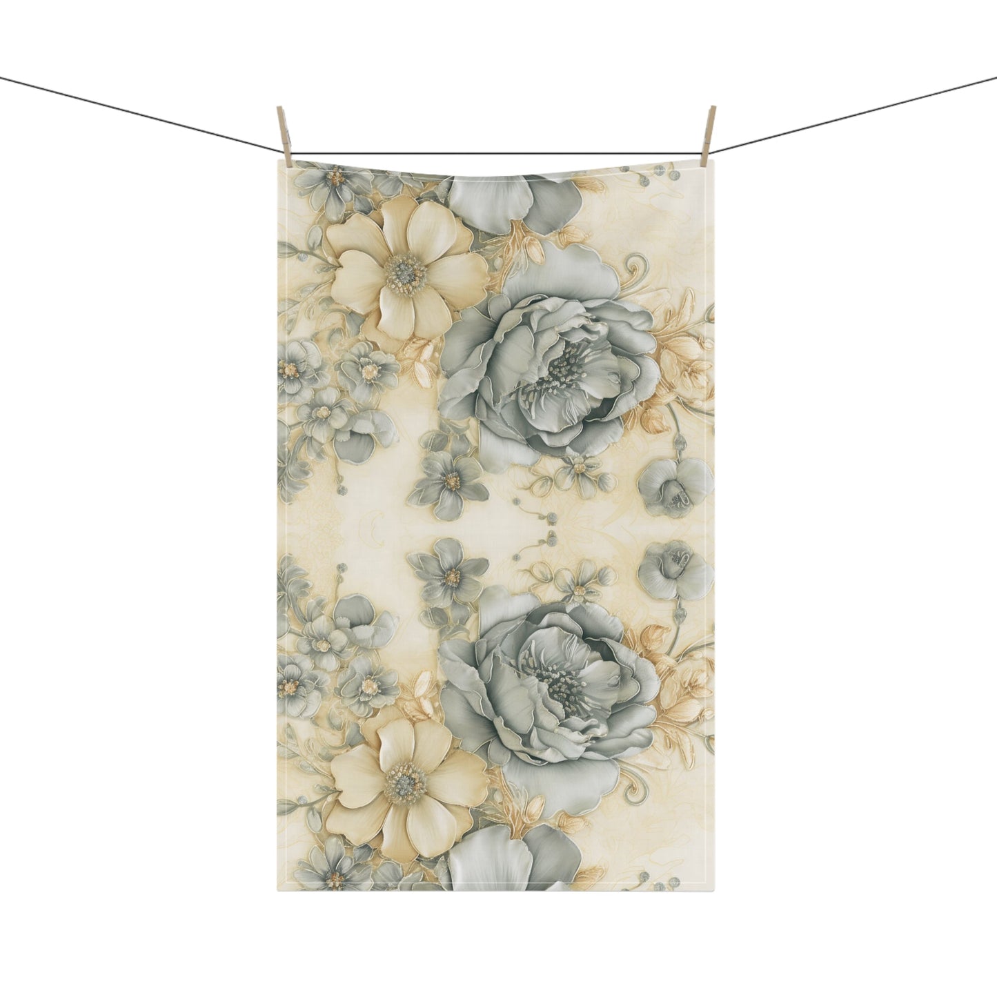 Floral Serenity Tea Towel — Elegant Kitchen Collection | Southern Belle & Sea™ - Southern Belle & Sea
