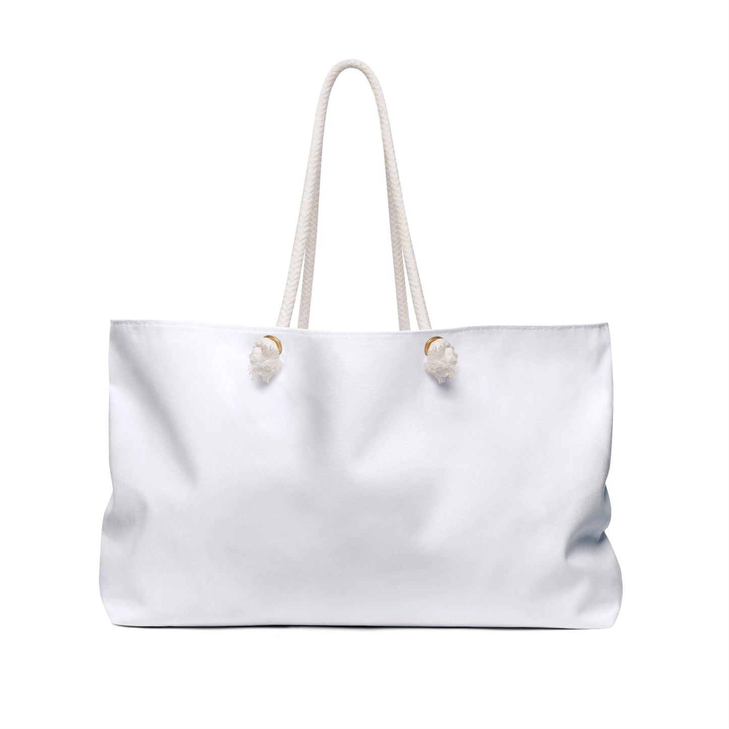 Faith-inspired weekender tote bag in blue with floral design and God Is Within Her quote, oversized travel bag by Southern Belle & Sea™