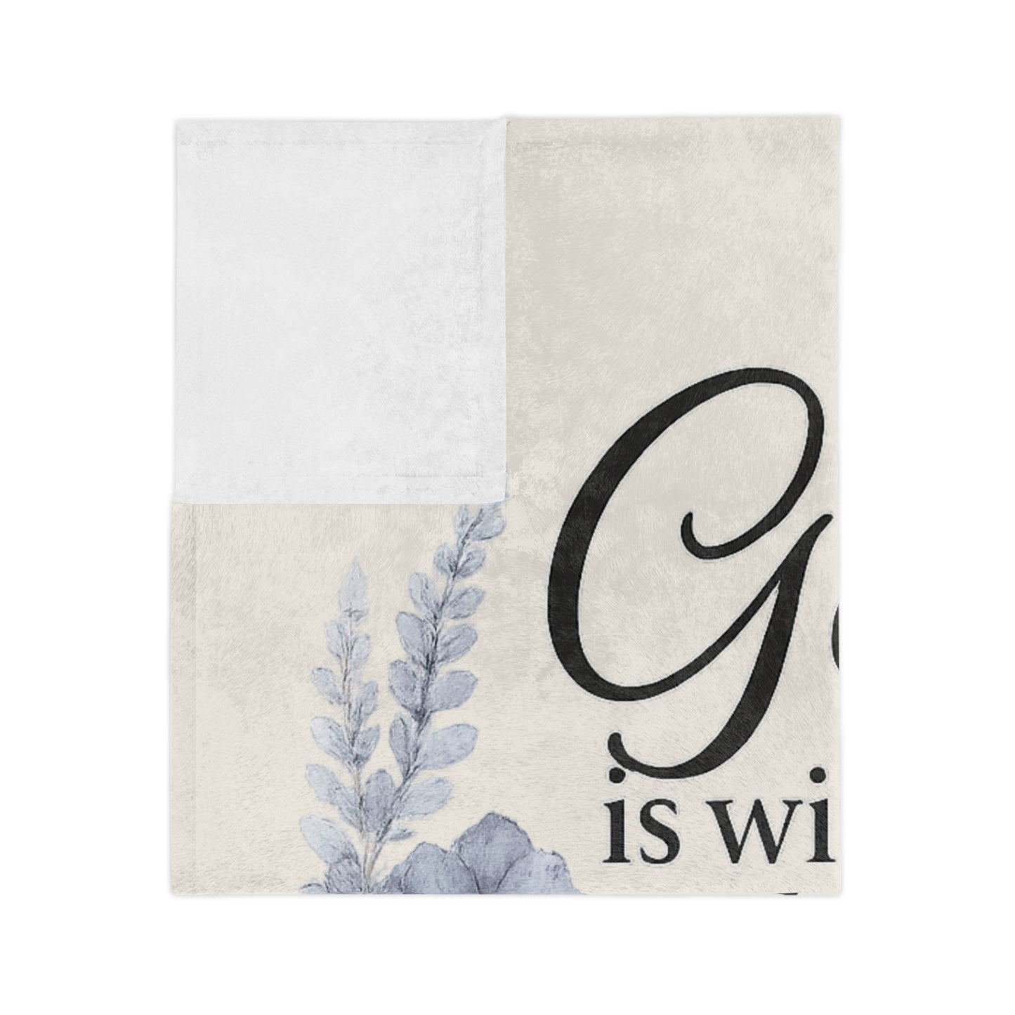 Southern Belle & Sea™ ivory scripture blanket folded on chair with floral God Is Within Her design