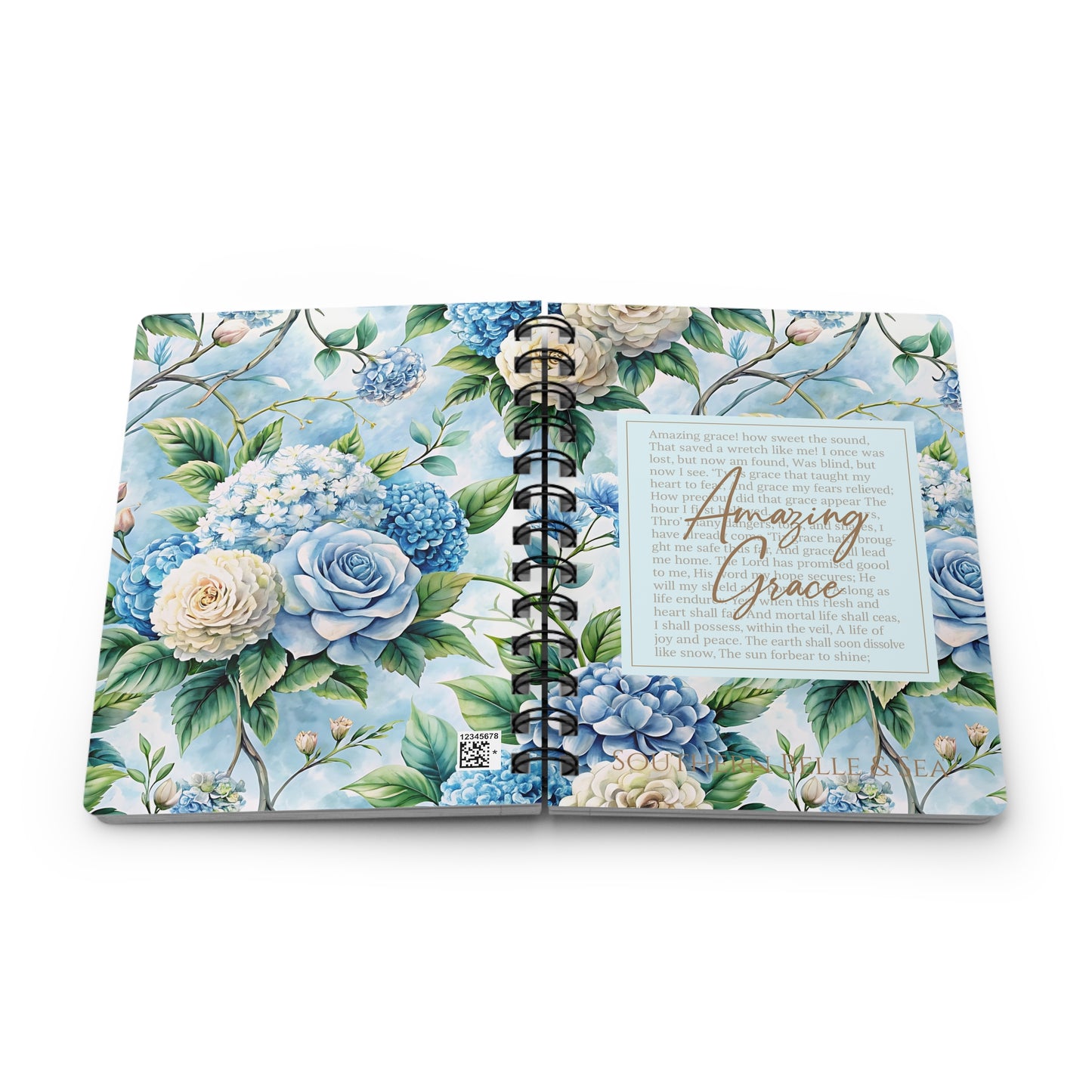 Open Amazing Grace Journal showing premium 90gsm lined paper