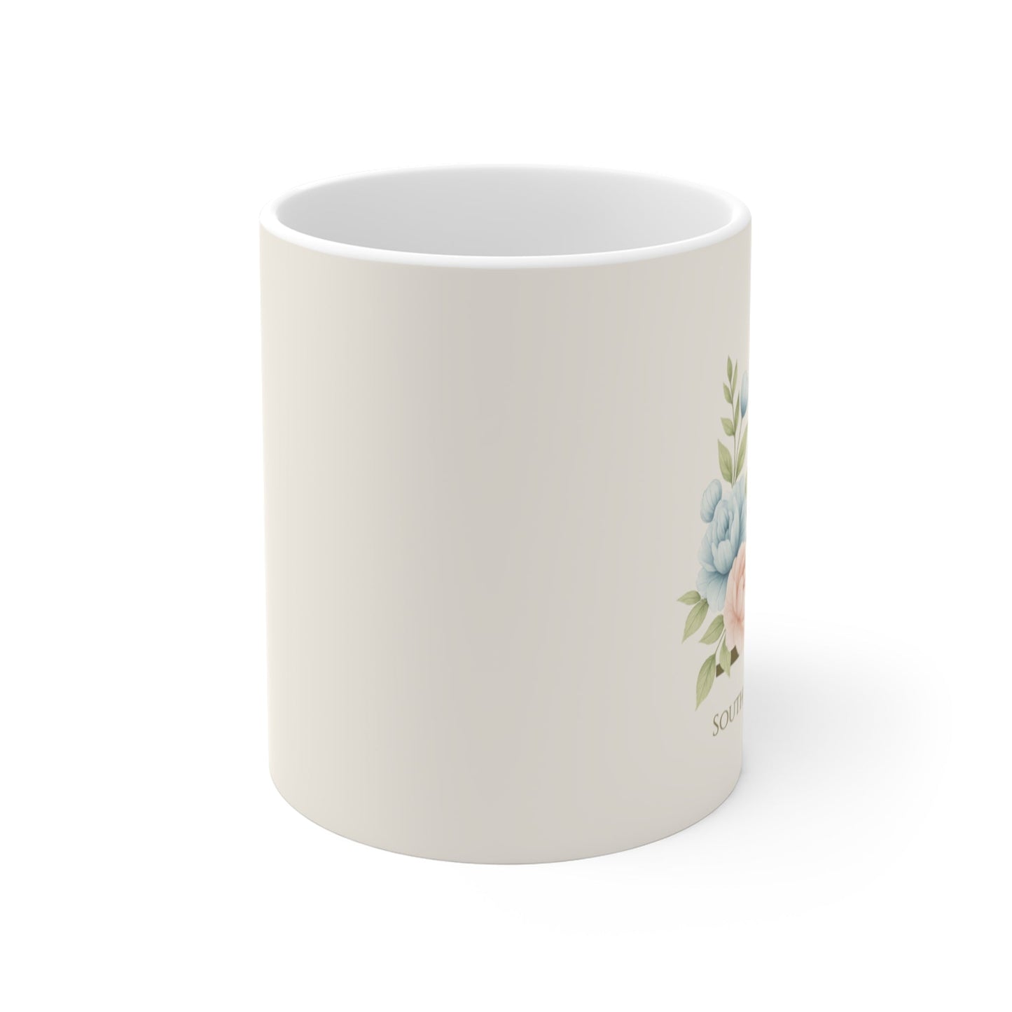Monogram Floral Ceramic Mug — Letter A (11oz) | Southern Belle & Sea™ - Southern Belle & Sea