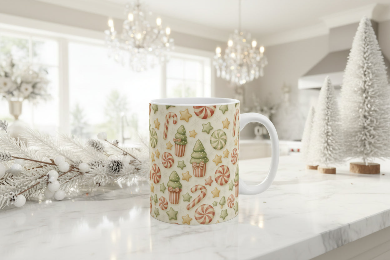 Peppermint Lane Candy Cane Christmas Mug — Holiday Cocoa Cup | Southern Belle & Sea™ - Southern Belle & Sea