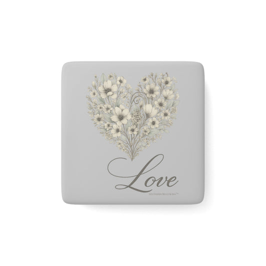 Vintage Botanical “LOVE” — Misty Gray Edition Porcelain Magnet| Southern Belle & Sea™ - Southern Belle & Sea
