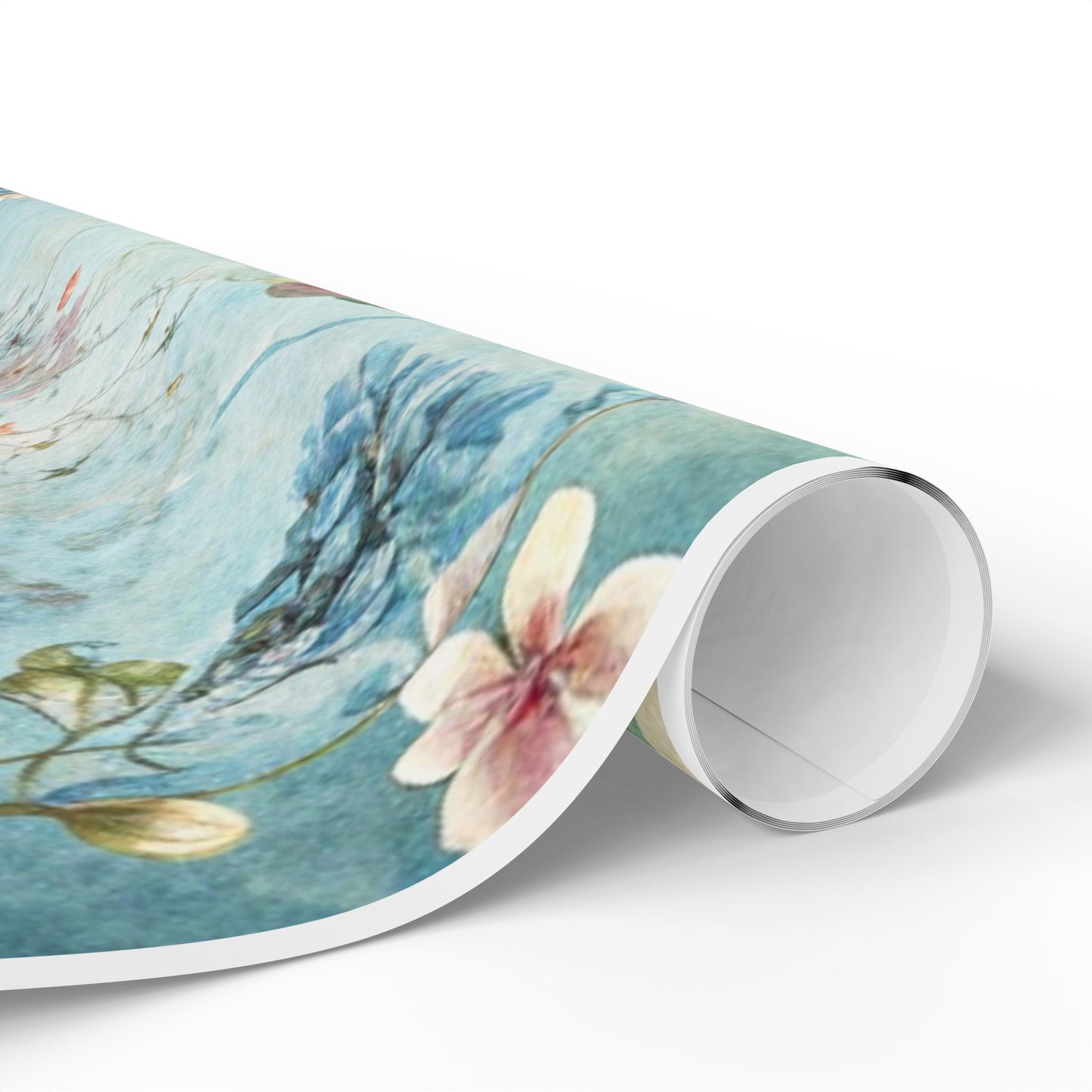 Seafoam Floral wrapping paper styled with elegant ribbon for wedding gift presentation, Southern Belle & Sea™