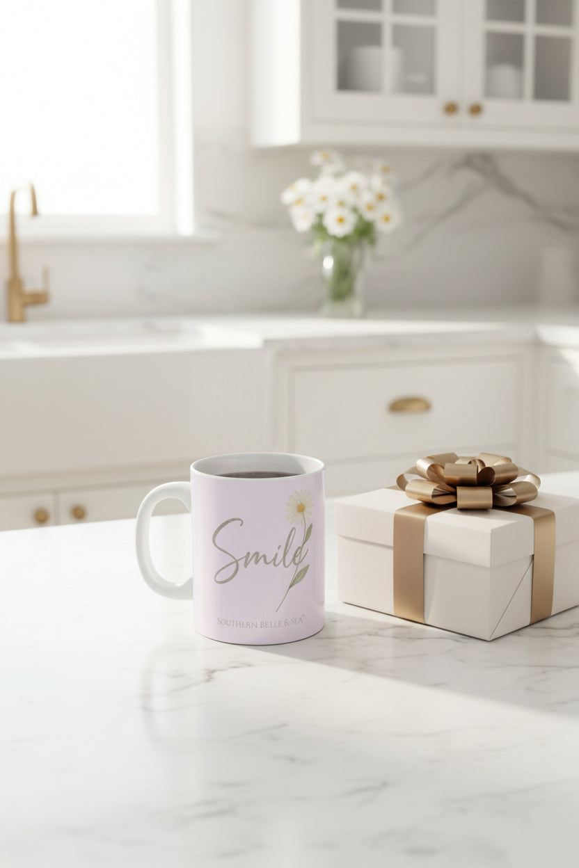 Smile Mug — Pale Pink Bloom | Southern Belle & Sea™ - Southern Belle & Sea