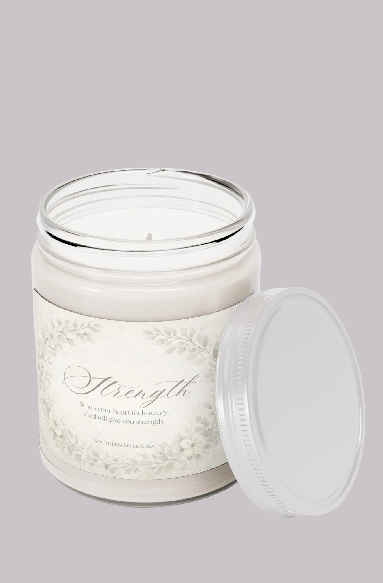 Strength — Scripture Candle (9oz glass jar)| Southern Belle & Sea™ - Southern Belle & Sea