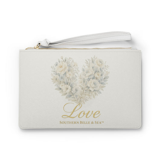 Vintage Botanical Greenery Heart ‘Love’ Clutch Bag | Southern Belle & Sea™ - Southern Belle & Sea