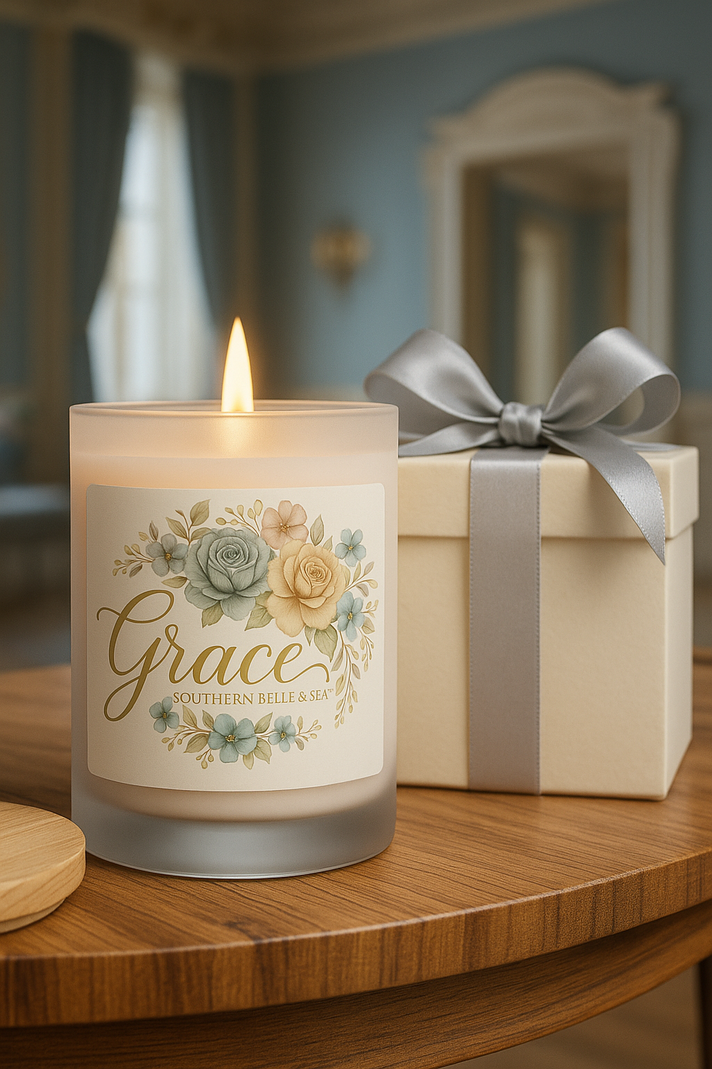 Grace floral candle with wooden wick
