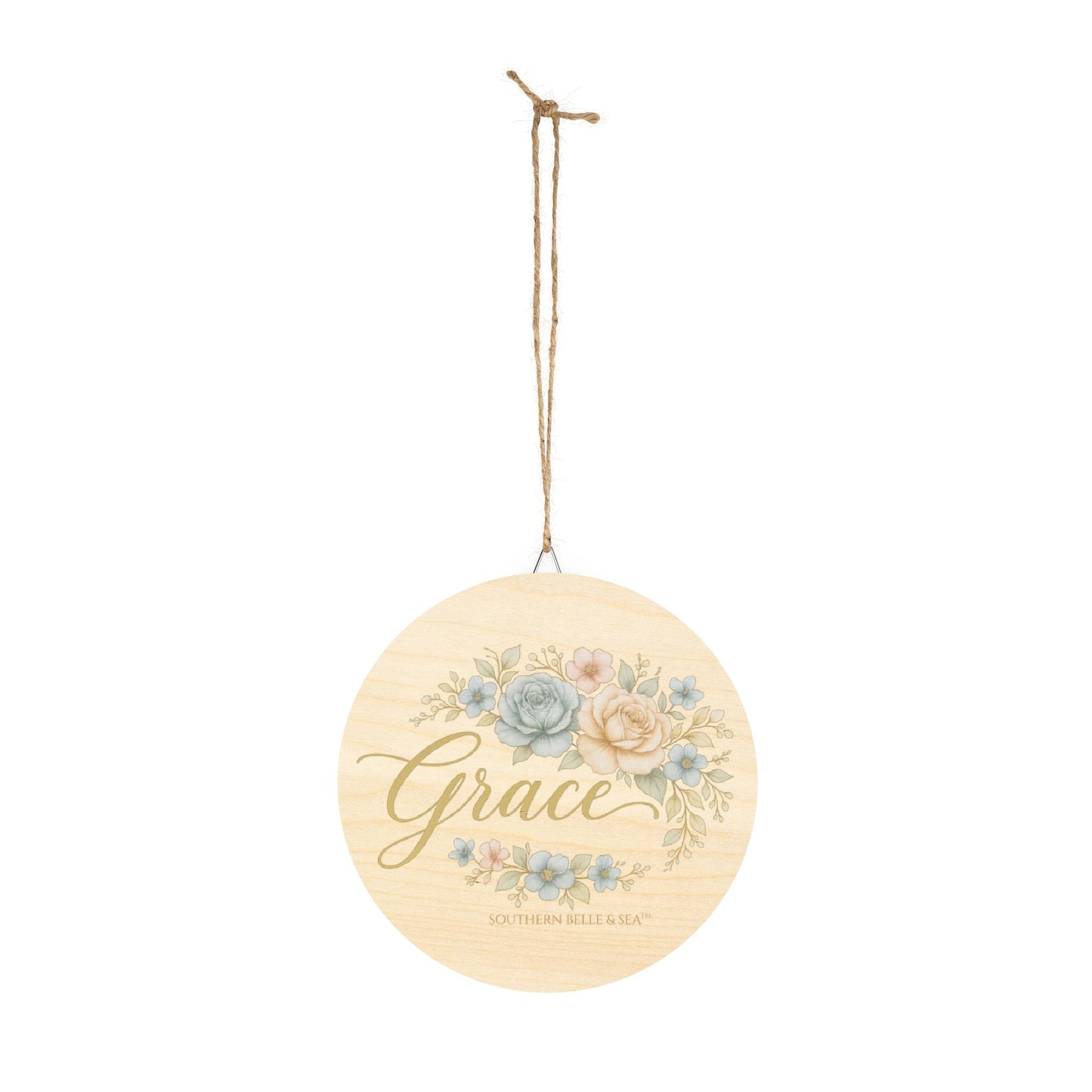 Grace Floral Wooden Wall Circle Sign — Virtue Collection | Southern Belle & Sea™