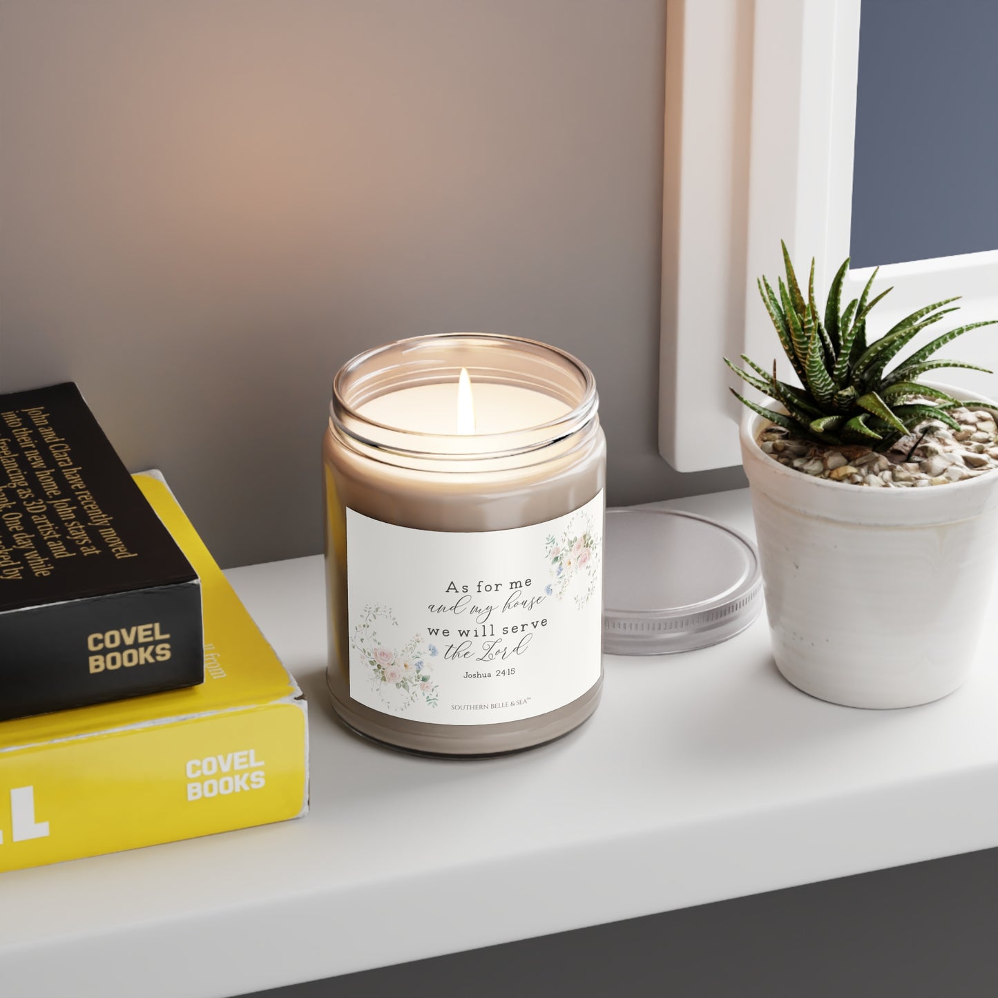 As For Me and My House We Will Serve the Lord” Signature Soy Candle (9oz Glass Jar, Eco Cotton Wick) | Southern Belle & Sea™