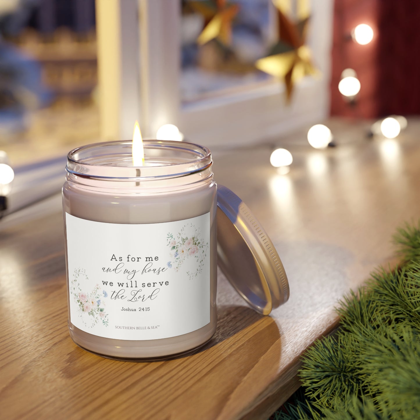 Faith-based eco soy candle with scripture design