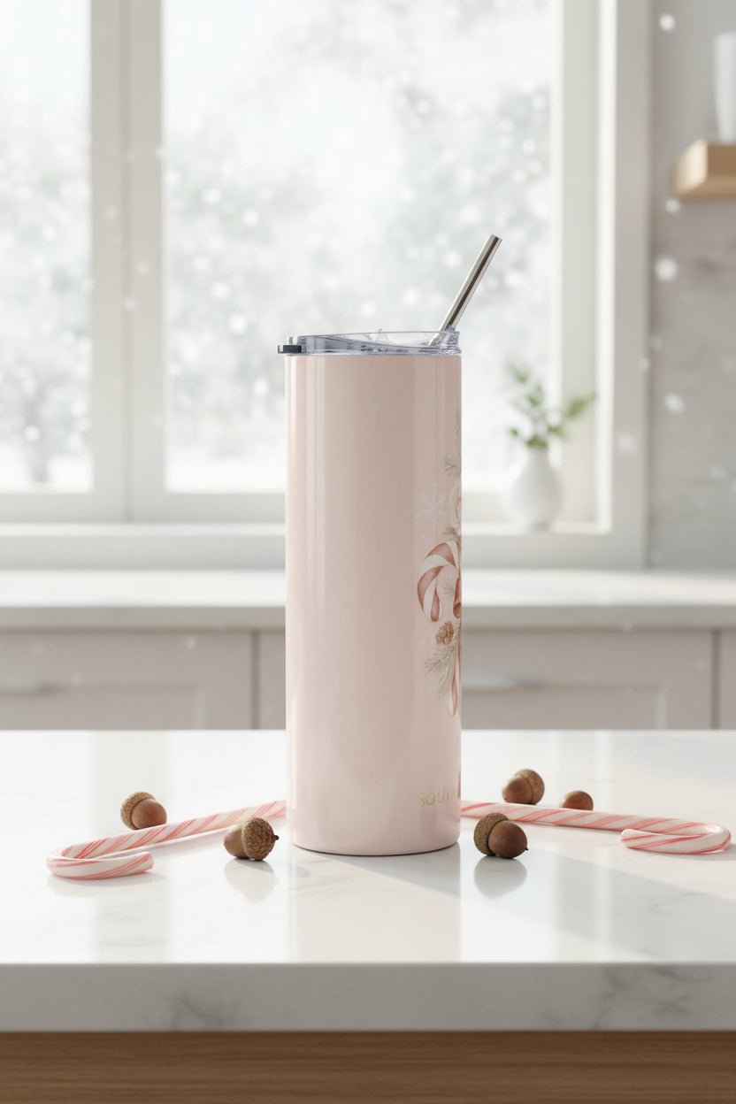 20oz Stainless Steel Tumbler — Candy Cane Blush Series | Southern Belle & Sea™ - Southern Belle & Sea