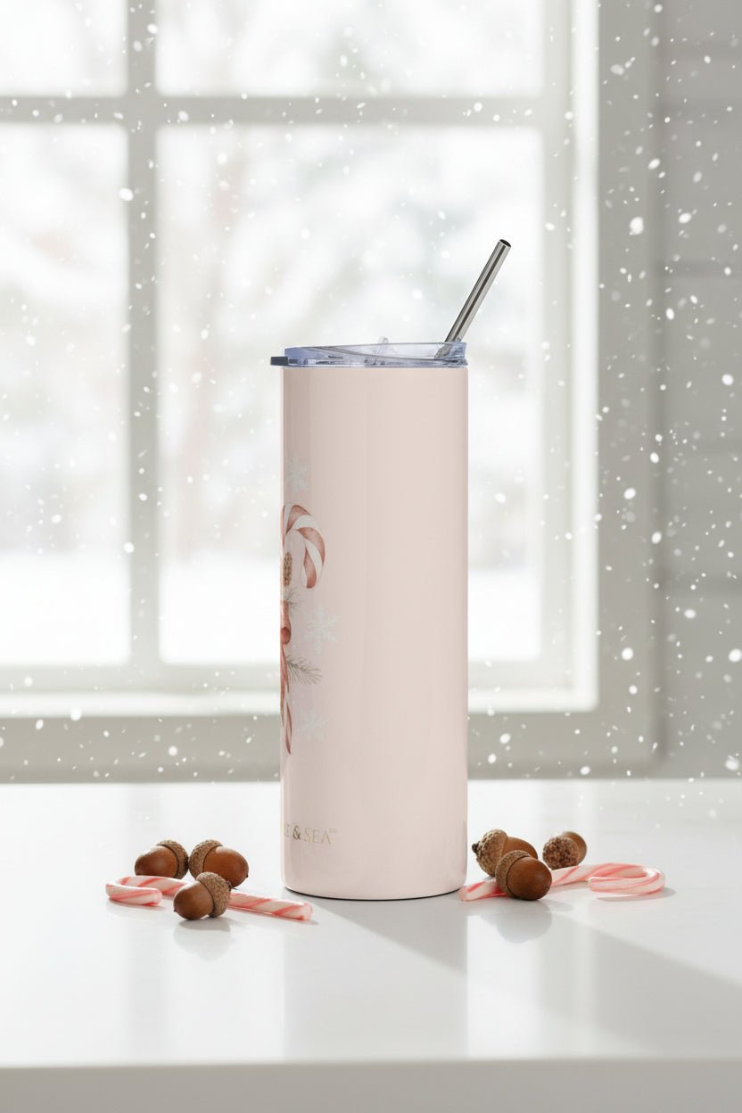 20oz Stainless Steel Tumbler — Candy Cane Blush Series | Southern Belle & Sea™ - Southern Belle & Sea