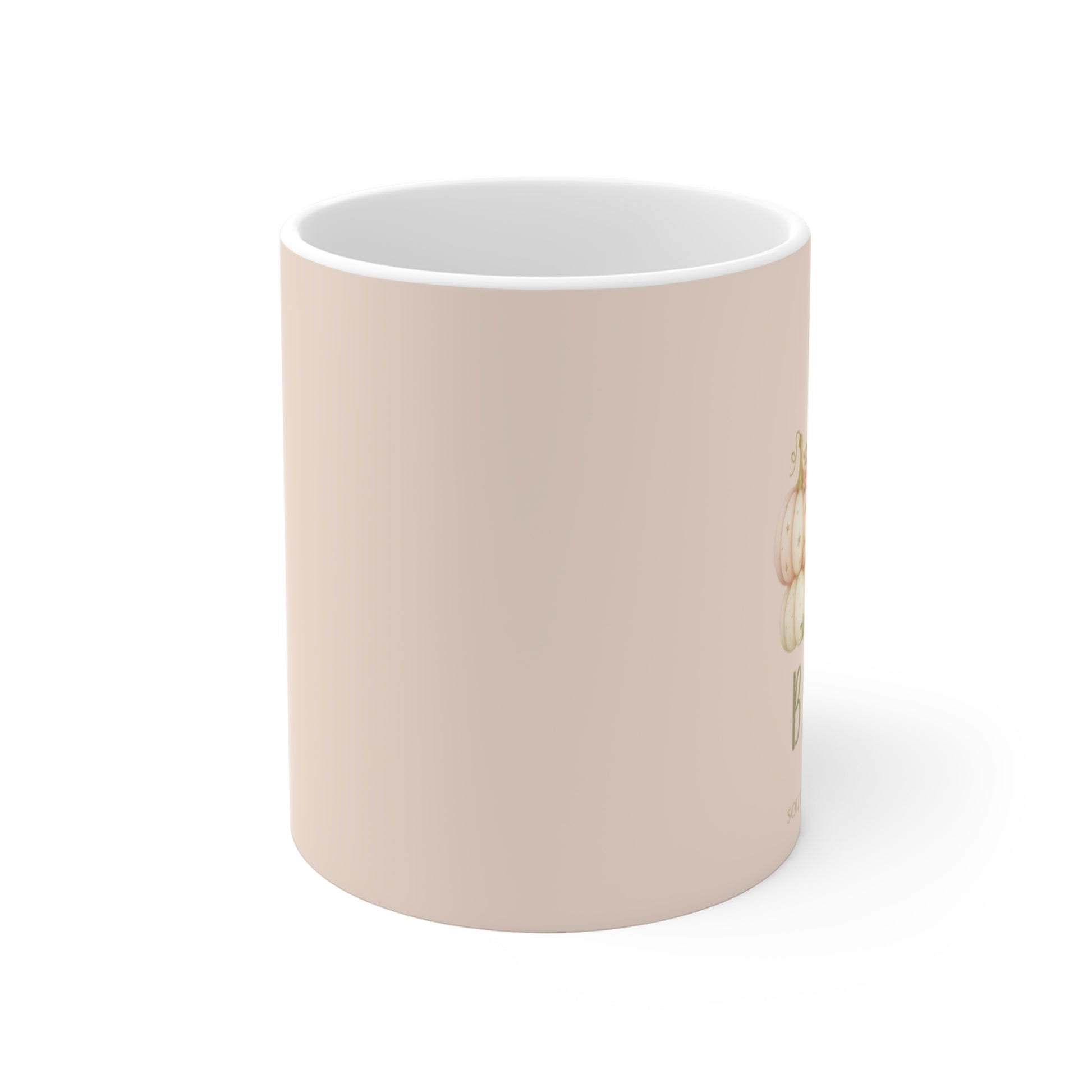 Beige mug with a white interior on a white background