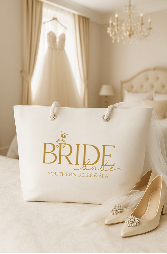 Bride Babe Weekender Bag — bridal getaway tote with rope handles — Southern Belle & Sea™