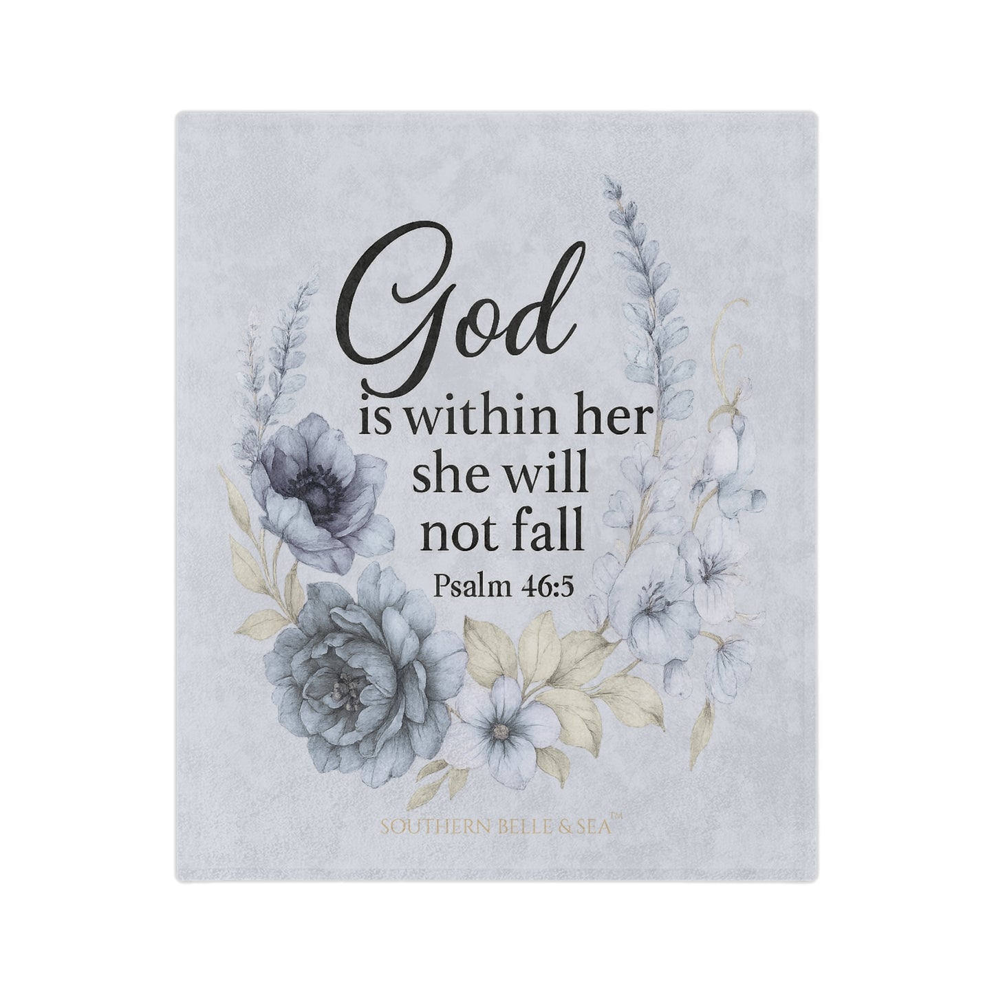 Christian scripture blanket blue floral design in 3 sizes 40x30, 60x50, 80x60