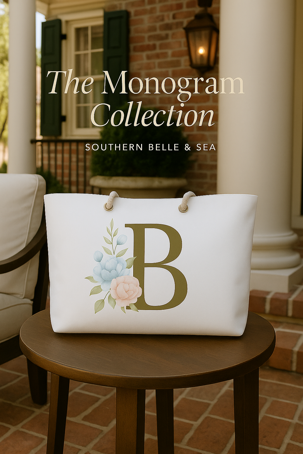 Monogram Oversized Weekender Bag –Letter B | Southern Belle & Sea™