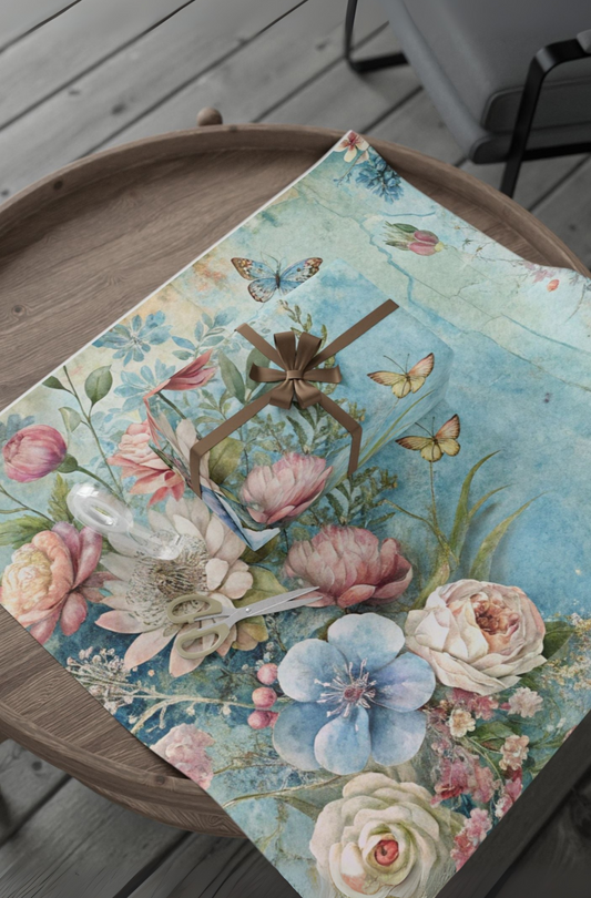 Seafoam Floral Wrapping Paper — Southern Belle & Sea™ Gift Collection