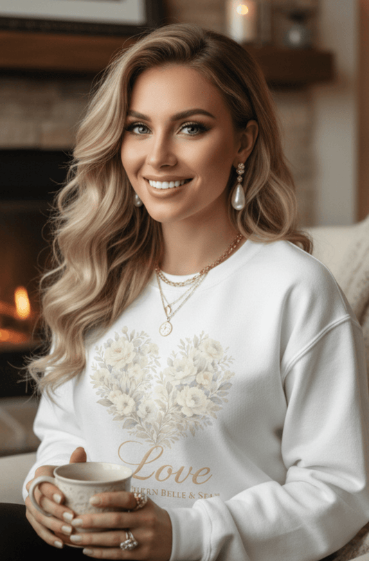 Vintage “LOVE”  Floral Heart Sweatshirt | Southern Belle & Sea™ - Southern Belle & Sea