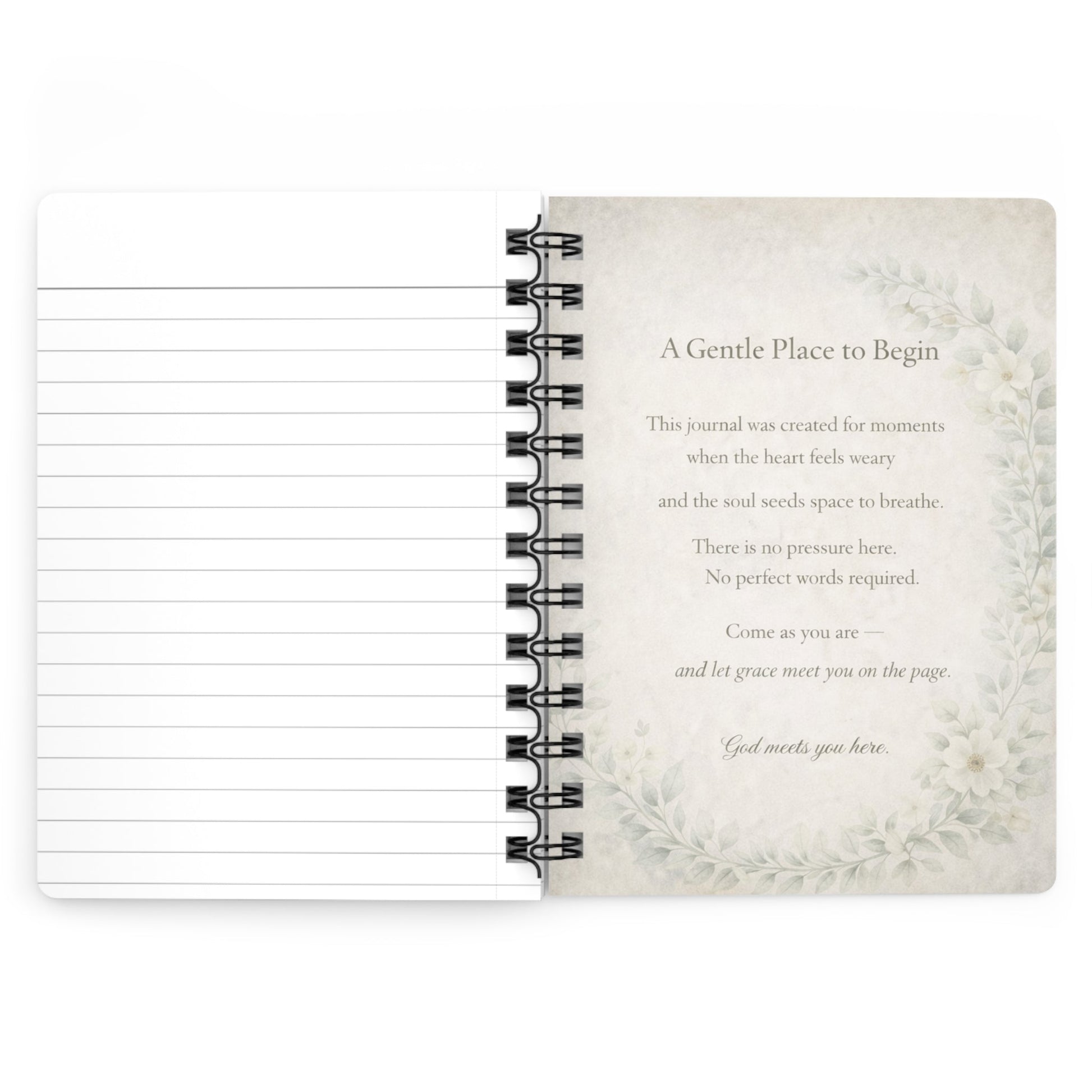 A Gentle Place to Begin Spiral Journal — Floral Elegance Collection | Southern Belle & Sea™ - Southern Belle & Sea