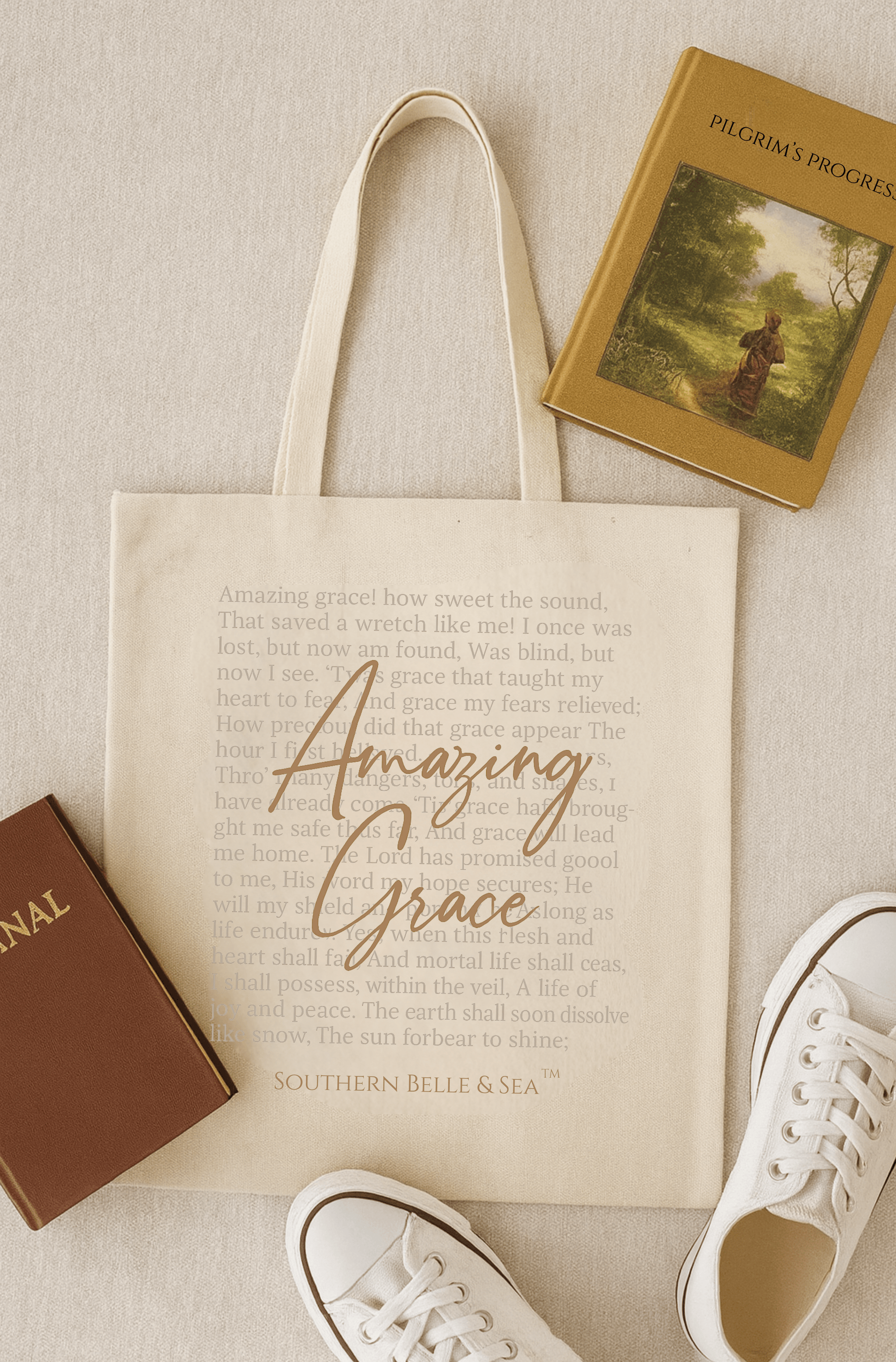 Amazing Grace Cotton Canvas Tote (15×16) — 12 Colors | Southern Belle & Sea™ - Southern Belle & Sea