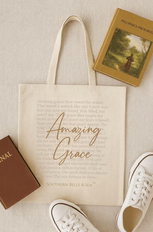 Amazing Grace Cotton Canvas Tote (15×16) — 12 Colors | Southern Belle & Sea™ - Southern Belle & Sea