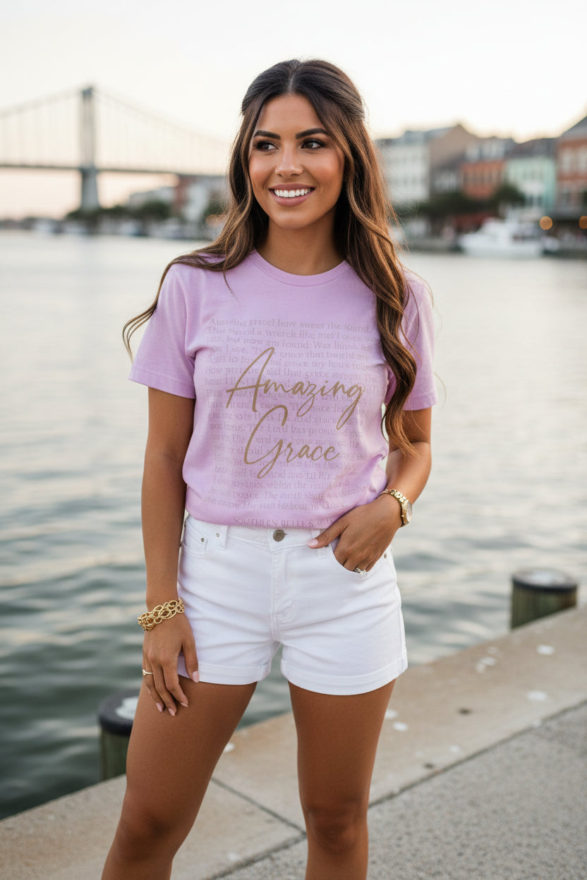 Amazing Grace Faith Tee — 12 Colors | Southern Belle & Sea™ - Southern Belle & Sea