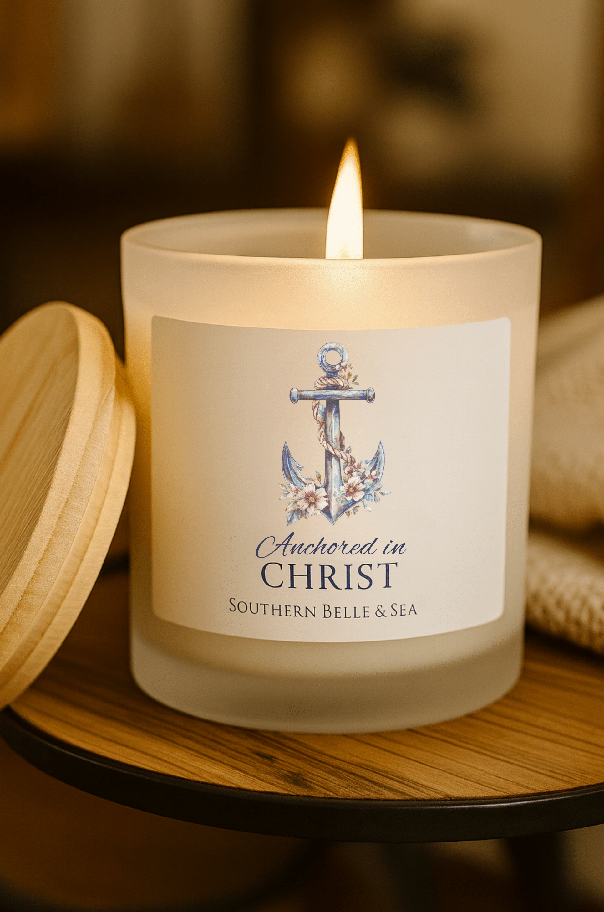 Anchored in Christ Frosted Candle — Southern Vows Bridal | Southern Belle & Sea™ - Southern Belle & Sea