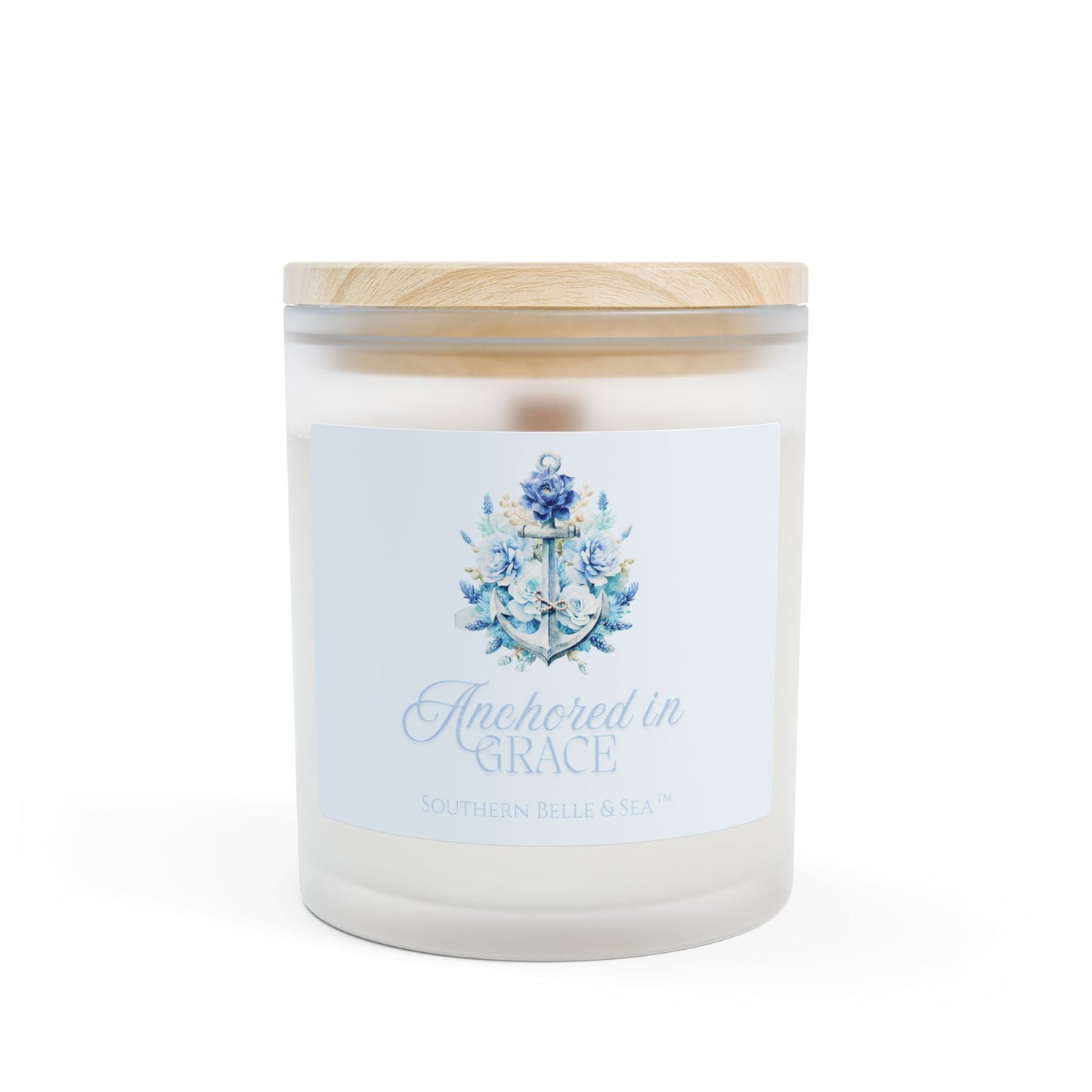 Anchored in Grace Frosted Glass Candle — Faith & Grace Series | Southern Belle & Sea™ - Southern Belle & Sea