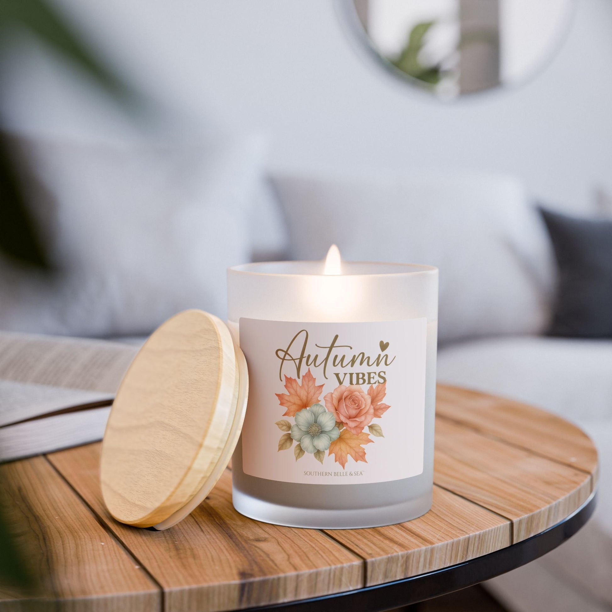 Autumn Vibes — Frosted Wooden Wick Candle (11oz) | Southern Belle & Sea™ - Southern Belle & Sea