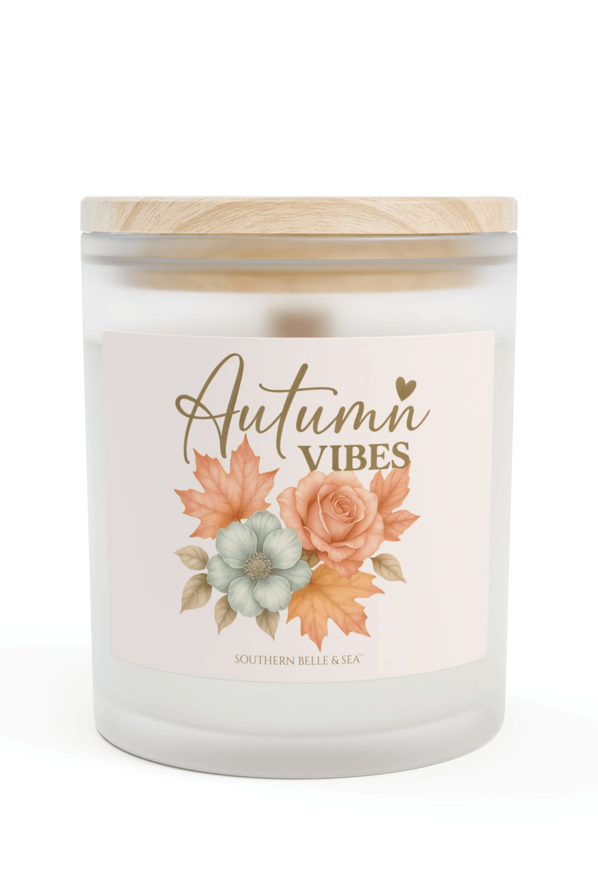 Autumn Vibes — Frosted Wooden Wick Candle (11oz) | Southern Belle & Sea™ - Southern Belle & Sea