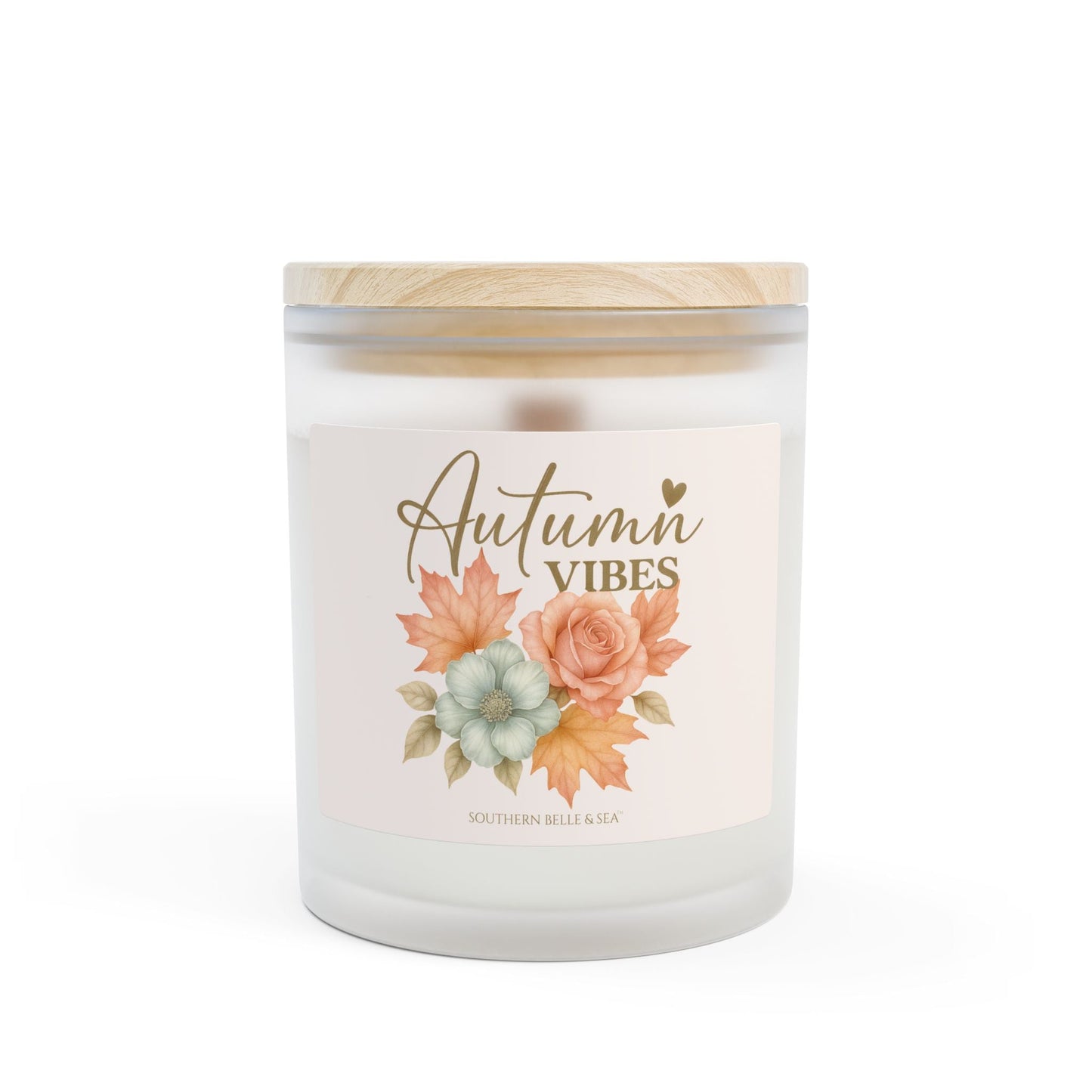 Autumn Vibes — Frosted Wooden Wick Candle (11oz) | Southern Belle & Sea™ - Southern Belle & Sea