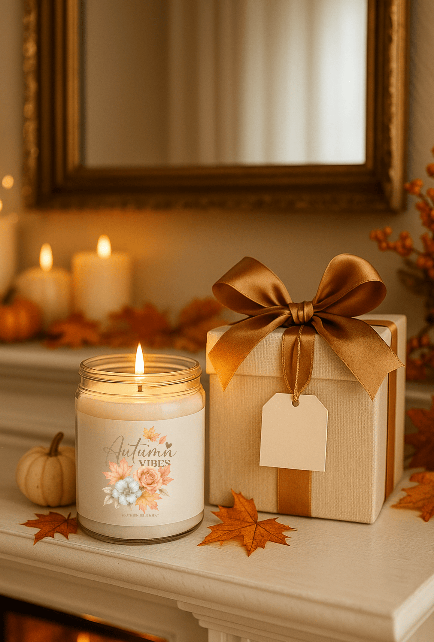 Autumn Vibes Soy Candle | Hand - Poured Coconut Soy with Wooden Wick | Southern Belle & Sea™ - Southern Belle & Sea