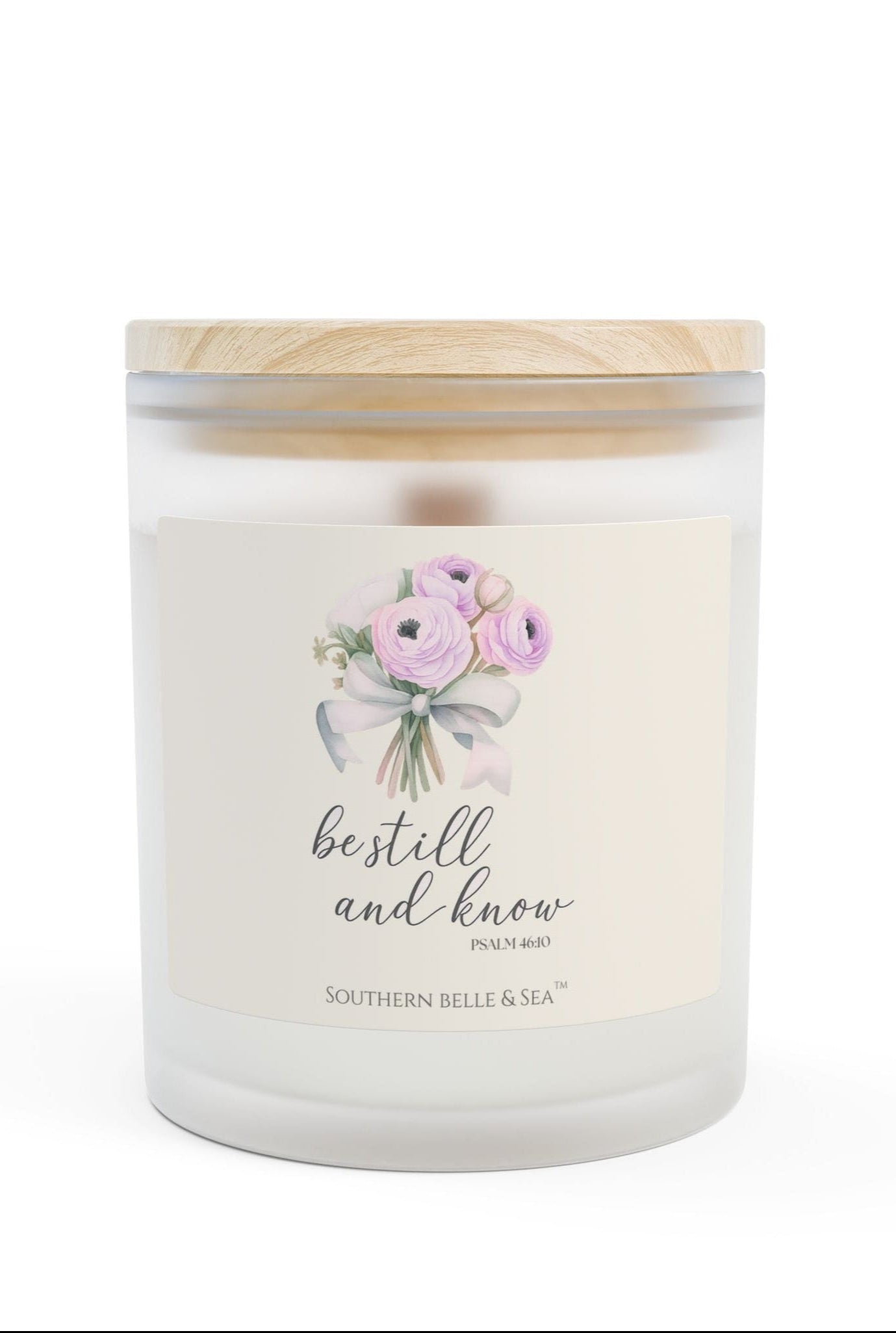 Be Still and Know” (11 oz) Frosted Wooden Wick Candle | Southern Belle & Sea™ - Southern Belle & Sea