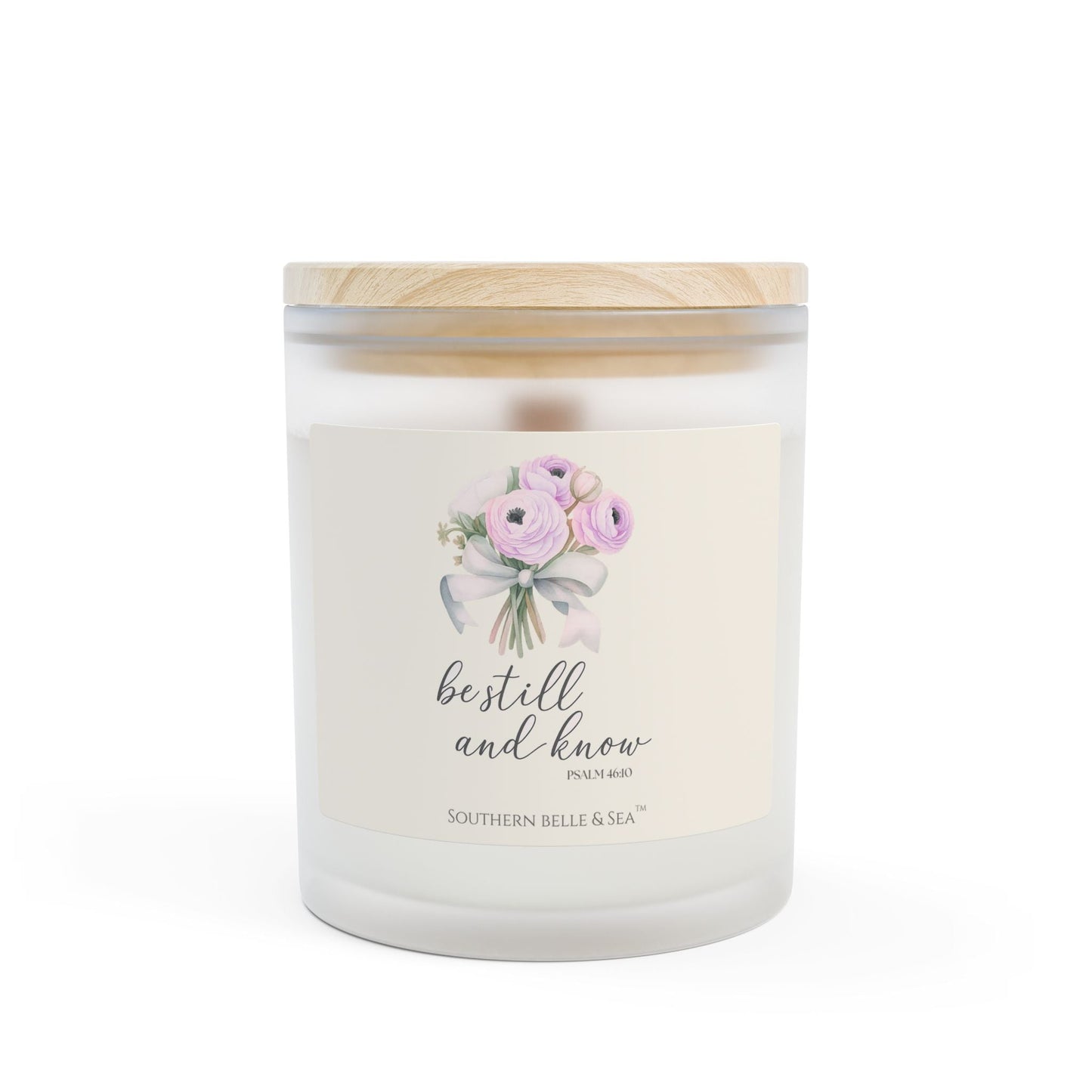 Be Still and Know” (11 oz) Frosted Wooden Wick Candle | Southern Belle & Sea™ - Southern Belle & Sea