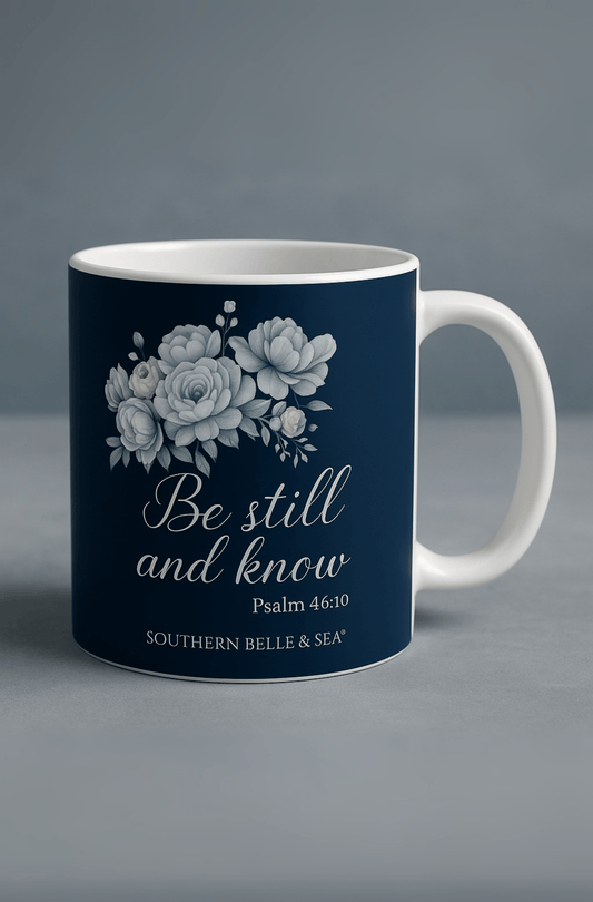 Be Still and Know Mug — Bold Blue | Southern Belle & Sea™ - Southern Belle & Sea