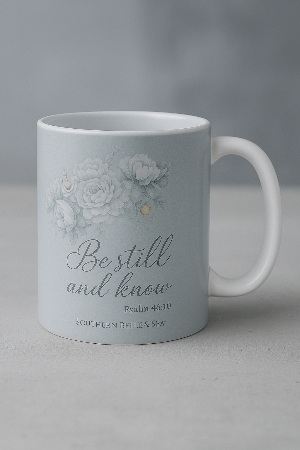 Be Still and Know — Silvery Blue Mug | Southern Belle & Sea™ - Southern Belle & Sea